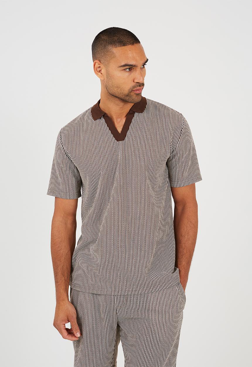 Brave Soul - Rigney Polo - Brown / Off White