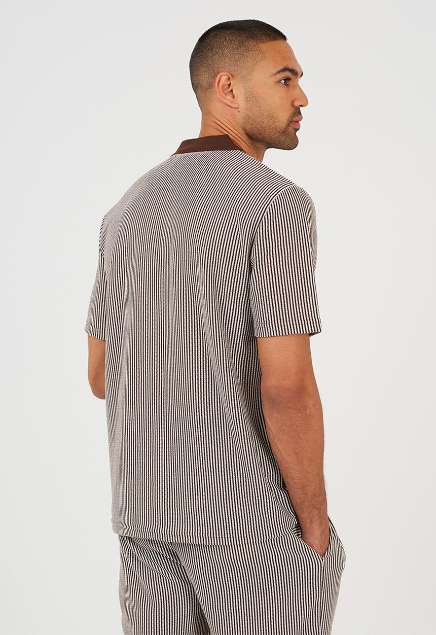 Brave Soul - Rigney Polo - Brown / Off White