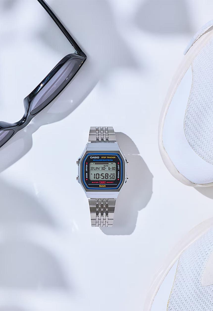 Casio - Retro Digital Silver Step Tracker - Silver