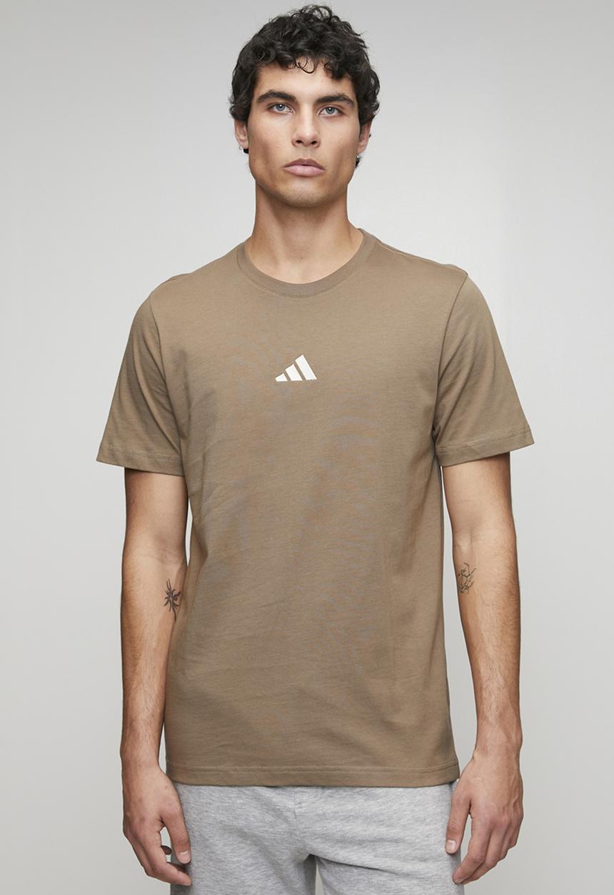 adidas Performance - Small Logo SJ Tee  - Khaki Six/ ecru tin