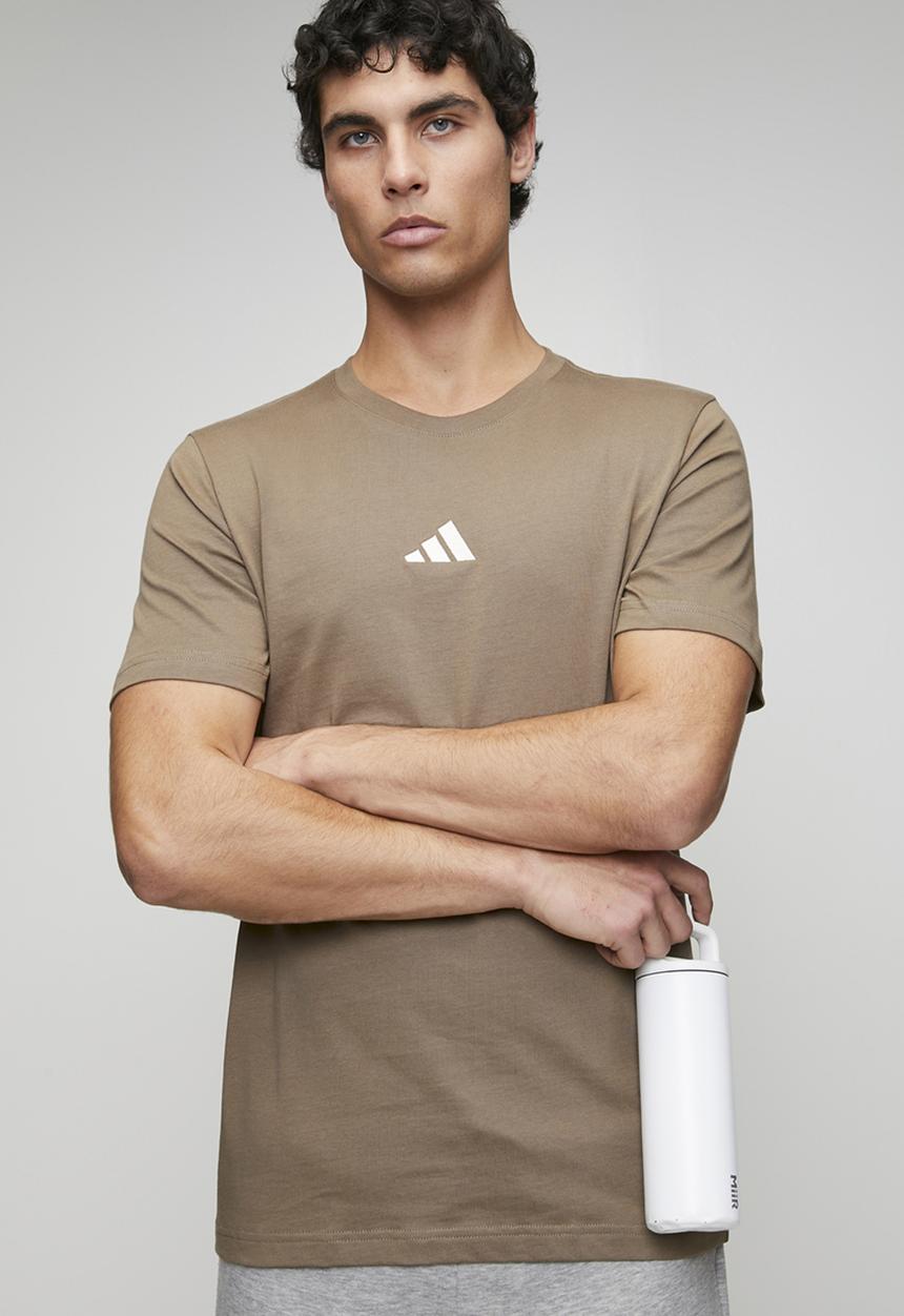 adidas Performance - Small Logo SJ Tee  - Khaki Six/ ecru tin