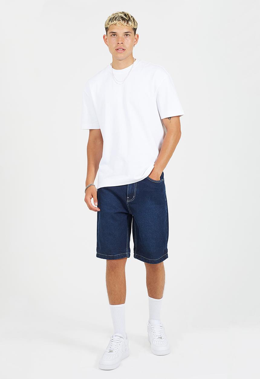 Brave Soul - Uganda Washed Denim Short - Dark Blue Wash