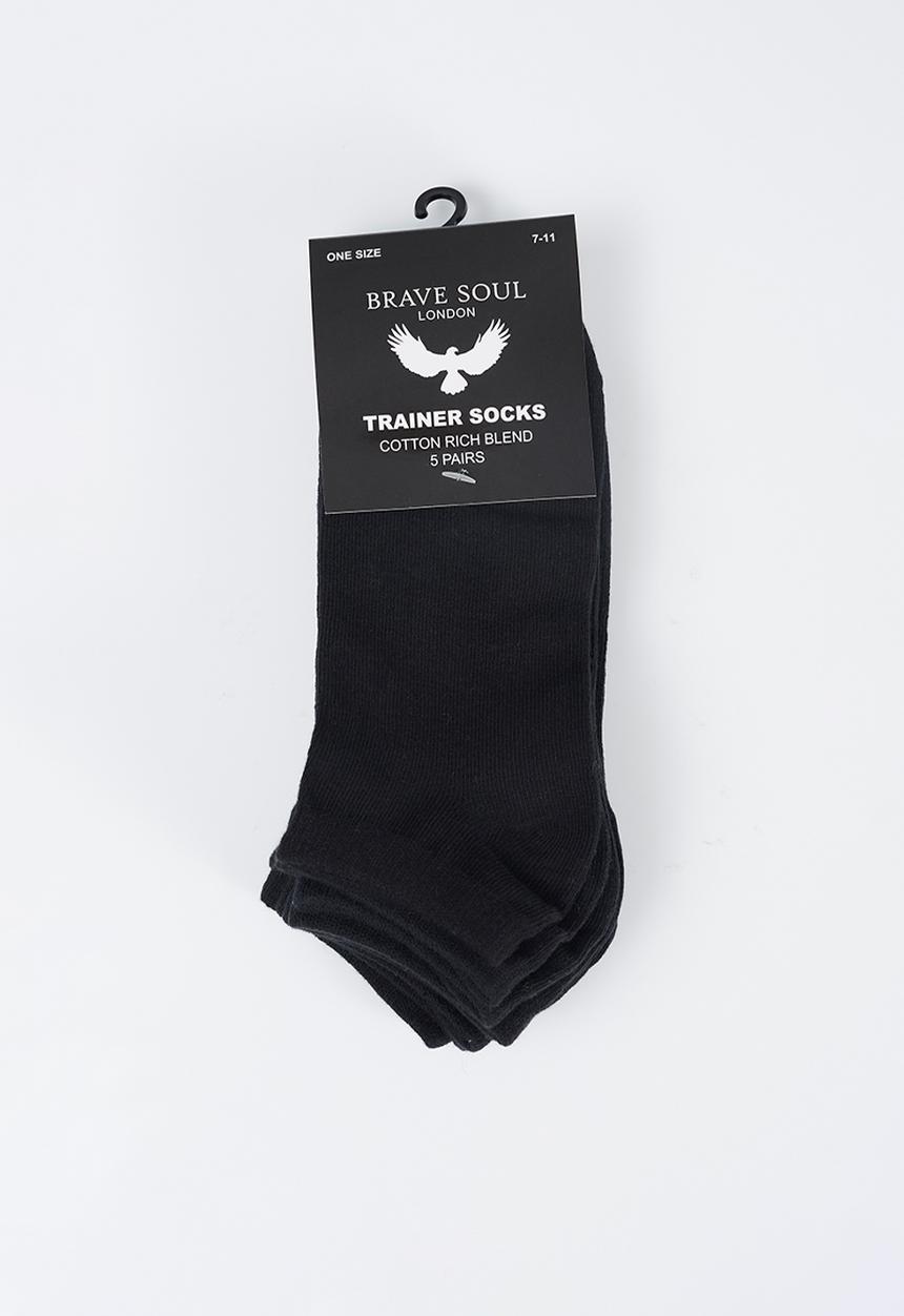 Brave Soul - 5Pk Sneaker Socks - Black
