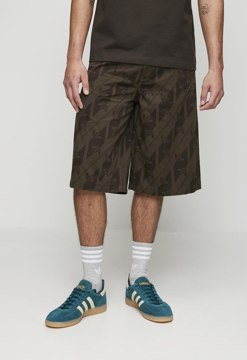 adidas Originals - Originals Monogram Denim Jorts  - Aurora Coffee Brown