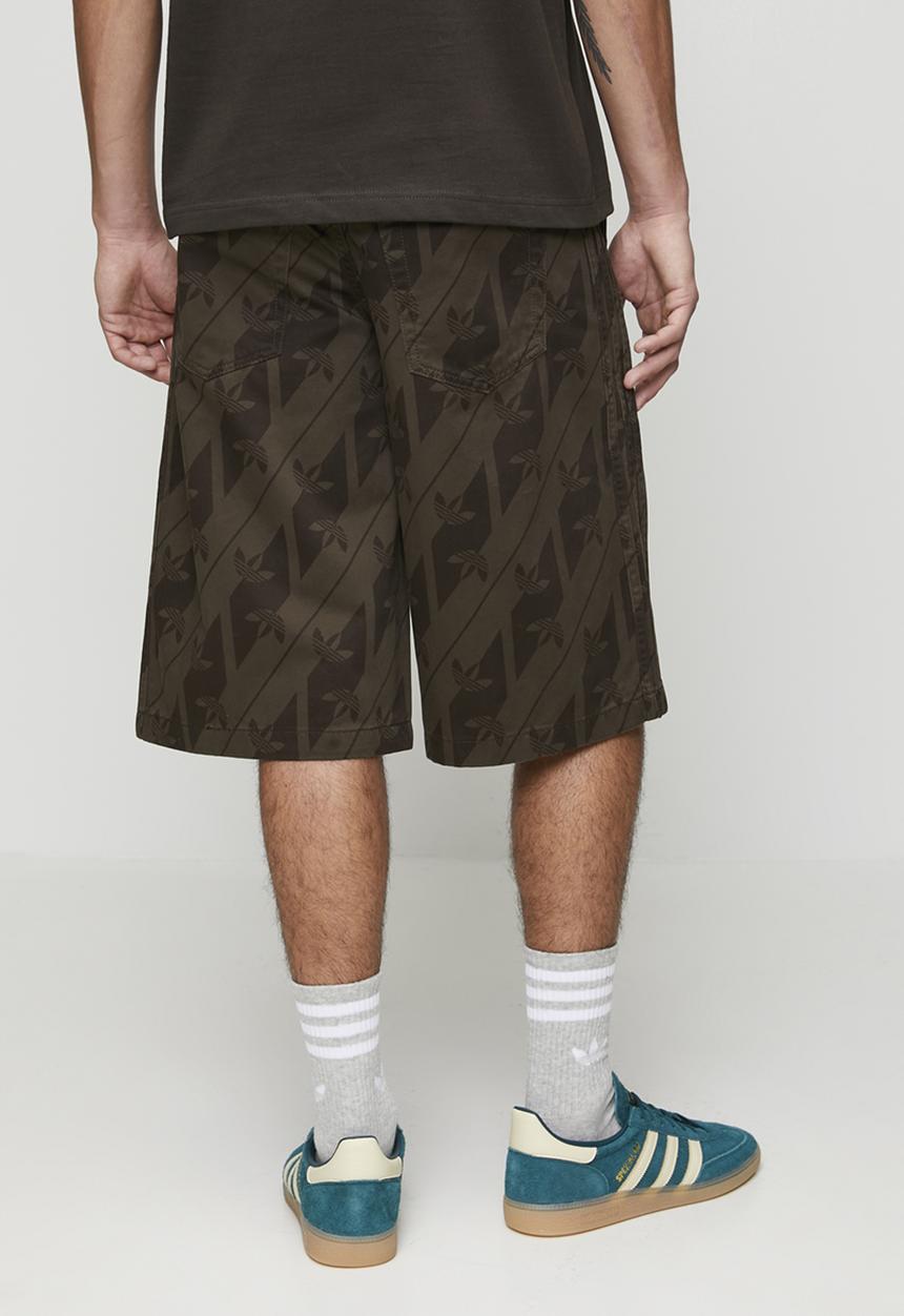 adidas Originals - Originals Monogram Denim Jorts  - Aurora Coffee Brown