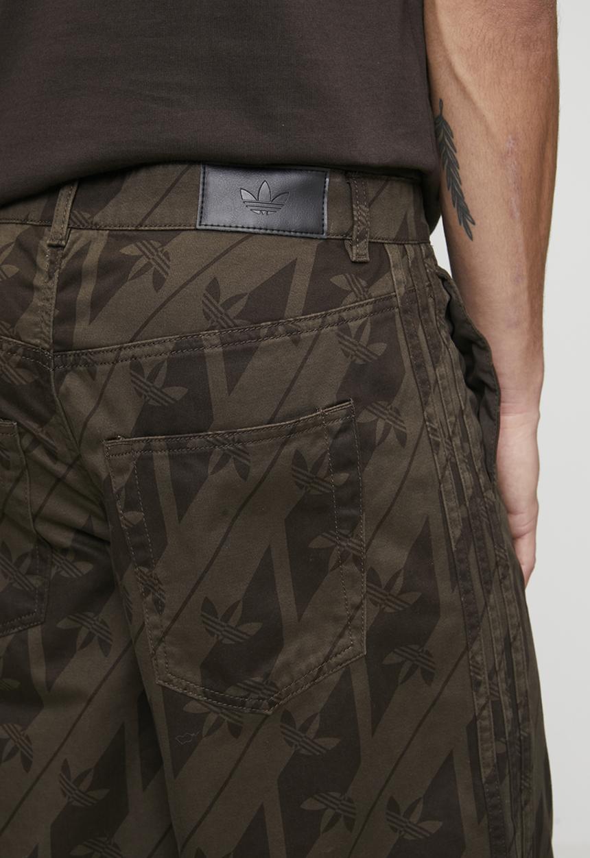 adidas Originals - Originals Monogram Denim Jorts  - Aurora Coffee Brown