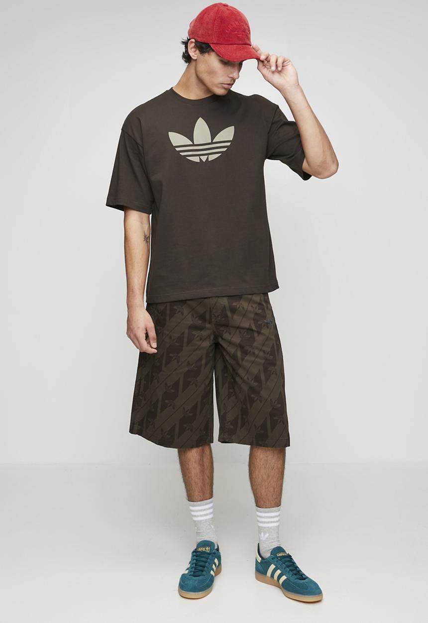 adidas Originals - Originals Monogram Denim Jorts  - Aurora Coffee Brown