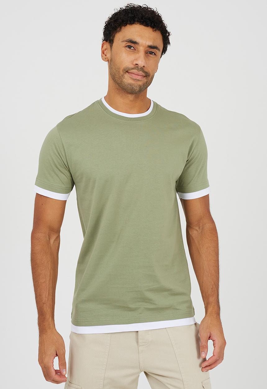 Brave Soul - Nate T-shirt - Washed Sage / Optic White