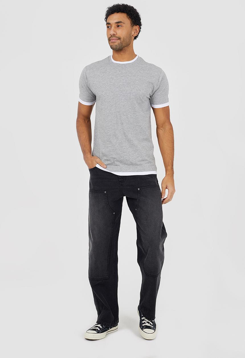 Brave Soul - Nate T-shirt - Light Grey Marl / Optic White