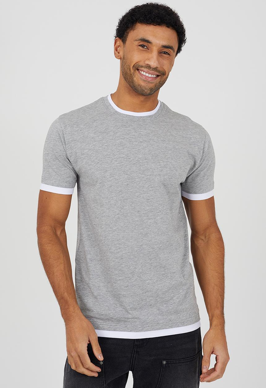Brave Soul - Nate T-shirt - Light Grey Marl / Optic White
