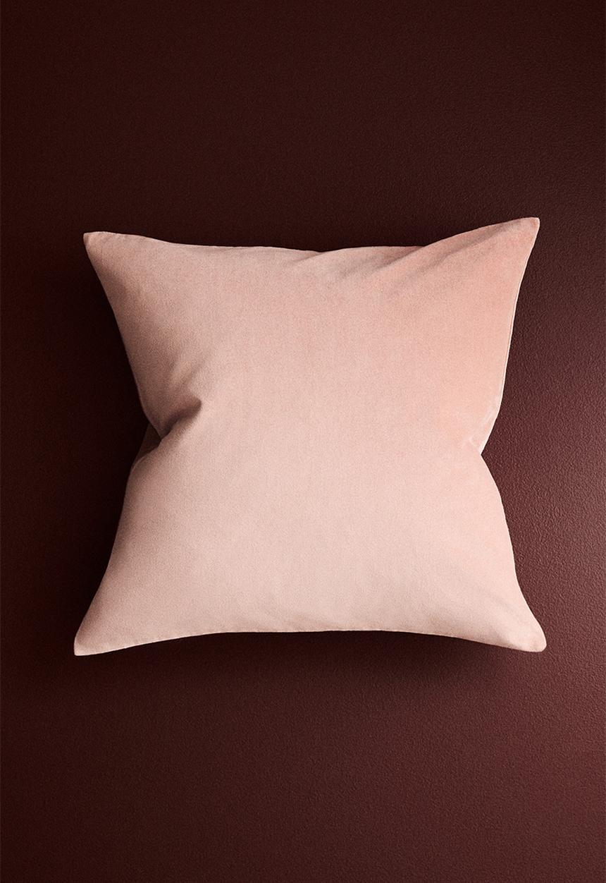 H&M - Cotton velvet cushion cover - light dusty pink
