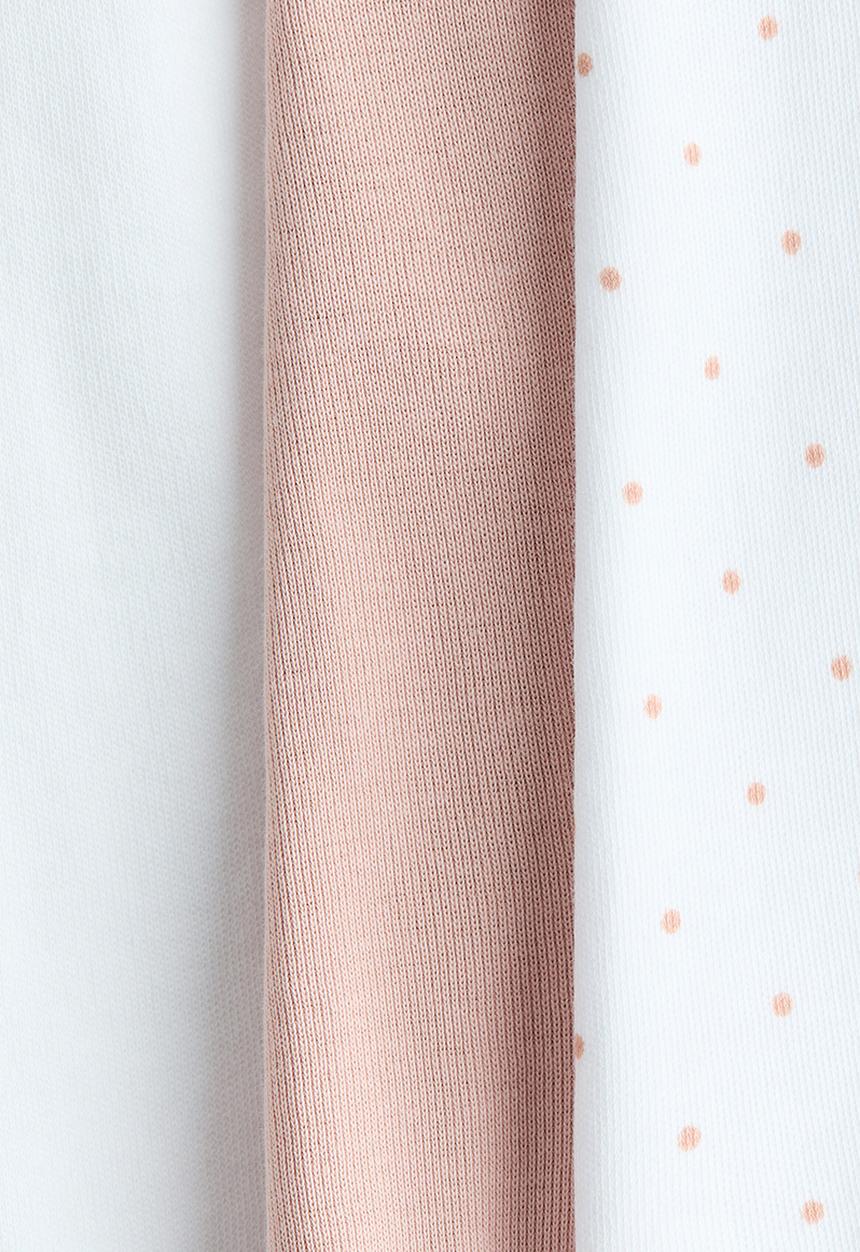 H&M - 3-Pack foldover-waist trousers - light dusty pink/spotted