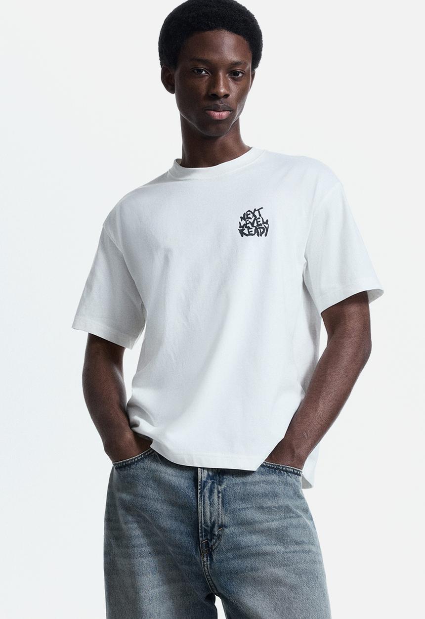 H&M - Loose fit printed t-shirt - white/next level ready
