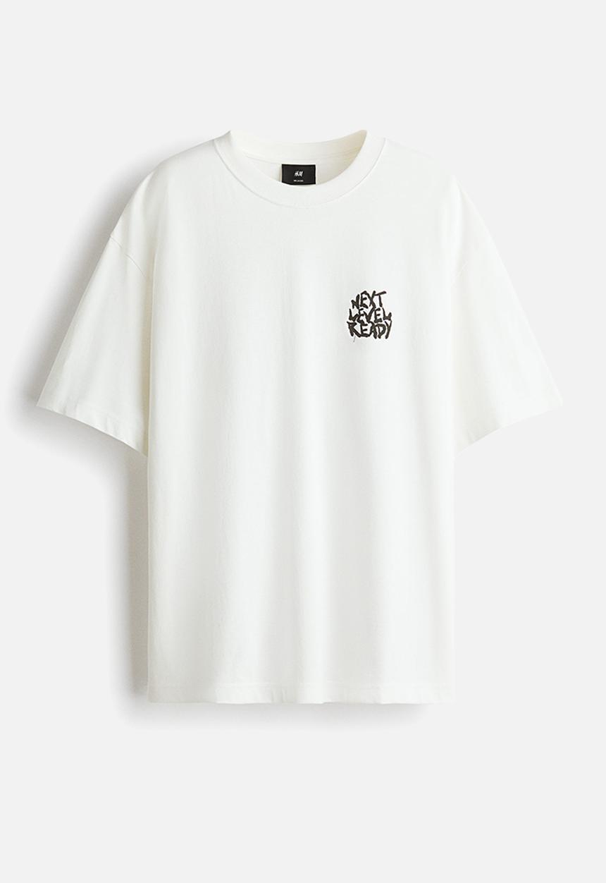 H&M - Loose fit printed t-shirt - white/next level ready
