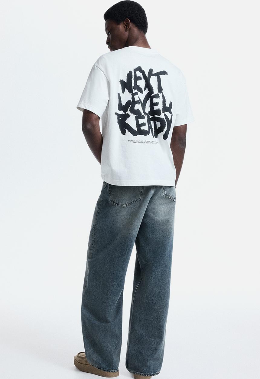 H&M - Loose fit printed t-shirt - white/next level ready