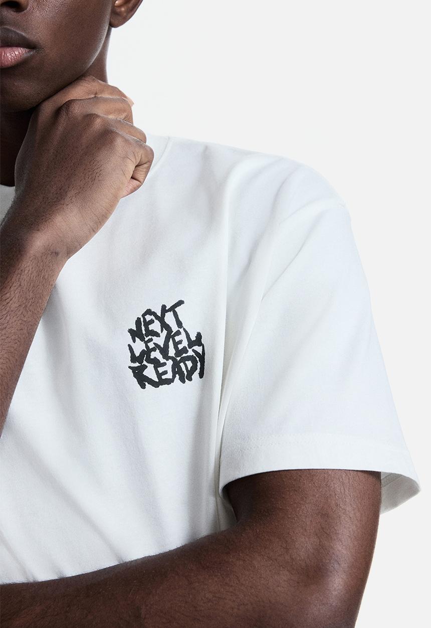 H&M - Loose fit printed t-shirt - white/next level ready