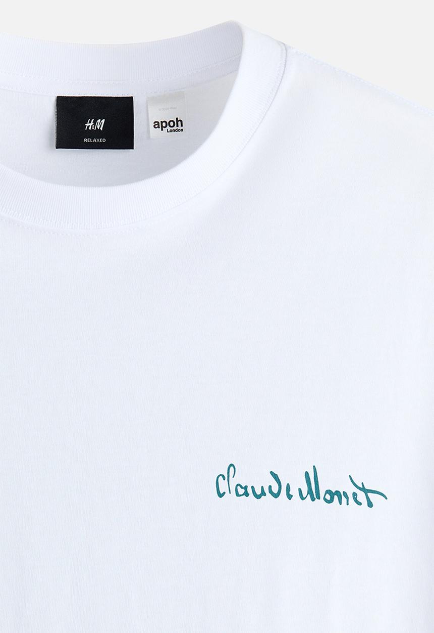 H&M - Loose fit t-shirt - white/claude monet