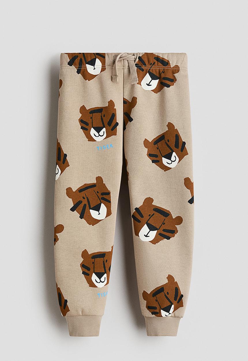 H&M - Printed joggers - beige/tigers