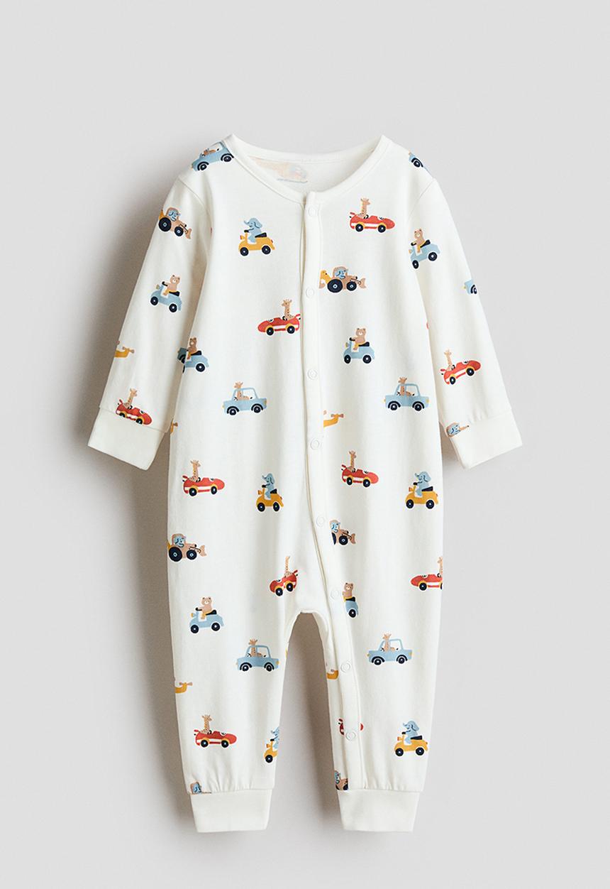 H&M - Patterned sleepsuit - white/vehicles