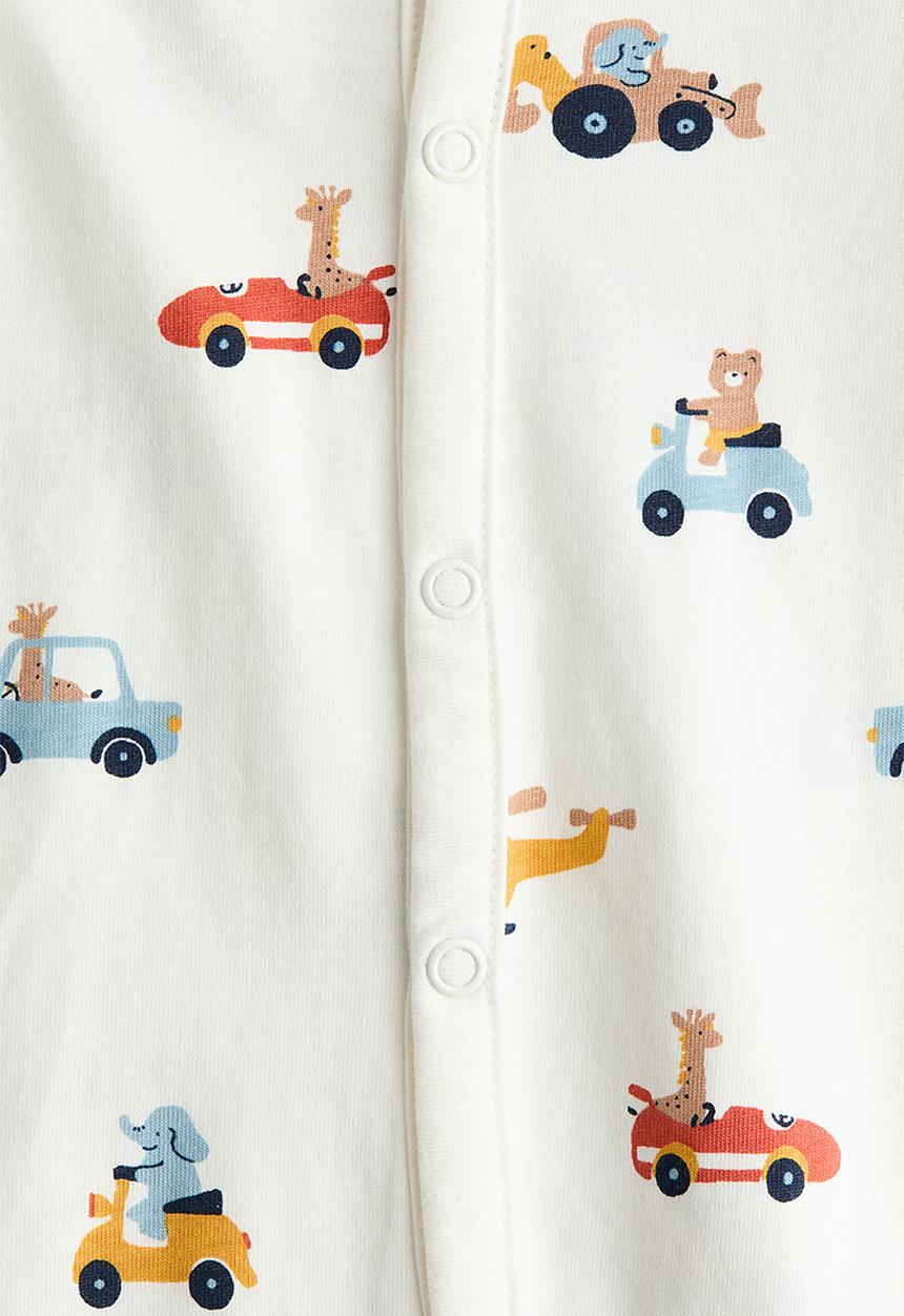 H&M - Patterned sleepsuit - white/vehicles