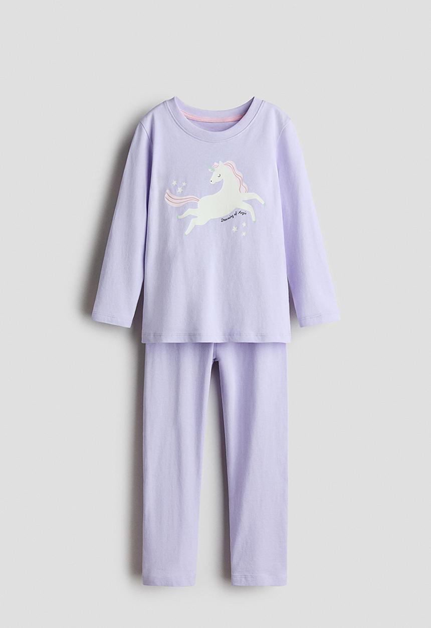 H&M - Printed cotton pyjamas - purple/unicorn