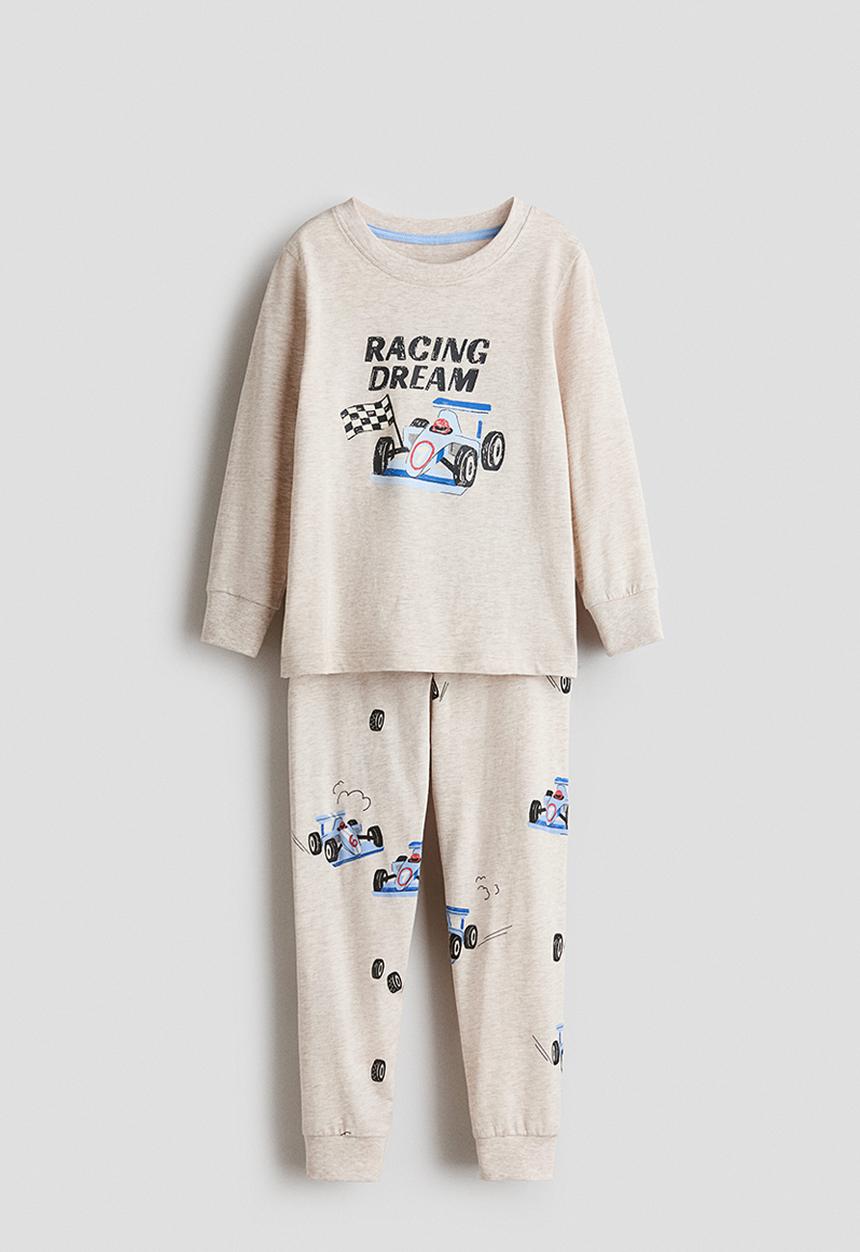 H&M - Patterned jersey pyjamas - beige marl/racing car