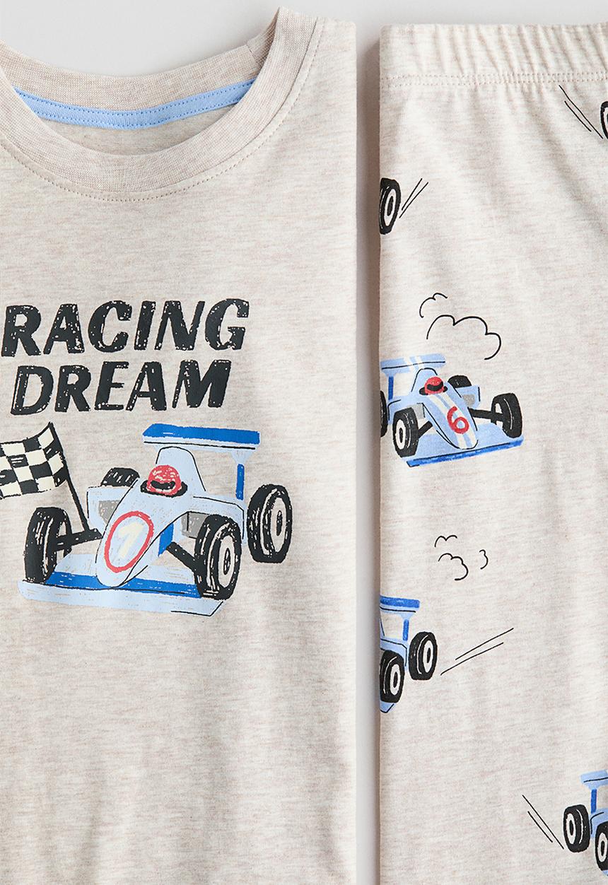 H&M - Patterned jersey pyjamas - beige marl/racing car