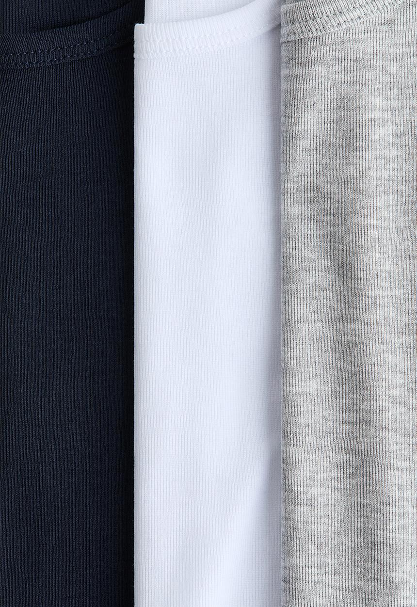 H&M - 3-Pack cotton vest tops - navy blue/white