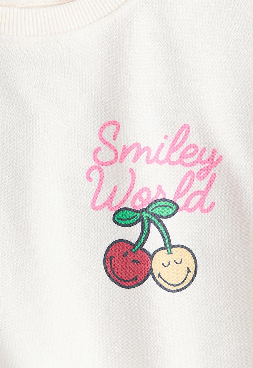 H&M - Motif-detail sweatshirt - cream/smileyworld