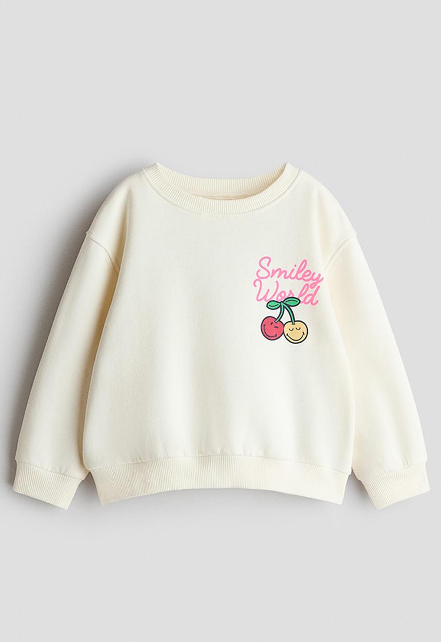 H&M - Motif-detail sweatshirt - cream/smileyworld