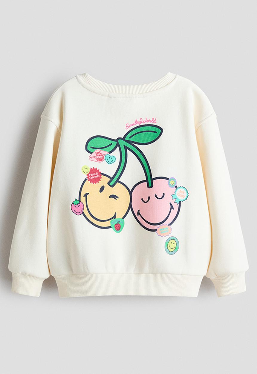 H&M - Motif-detail sweatshirt - cream/smileyworld