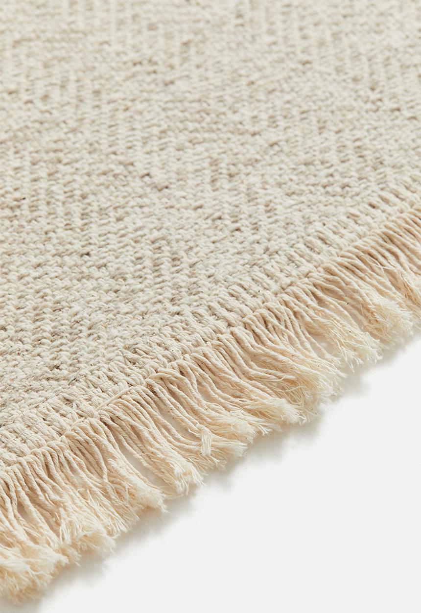 H&M - Fringed cotton runner rug - beige