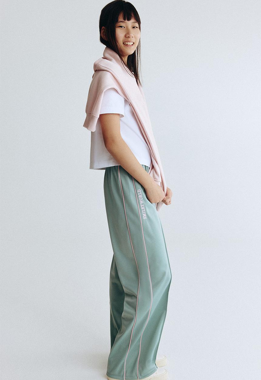 H&M - Wide-leg track pants - light green/smileyworld?