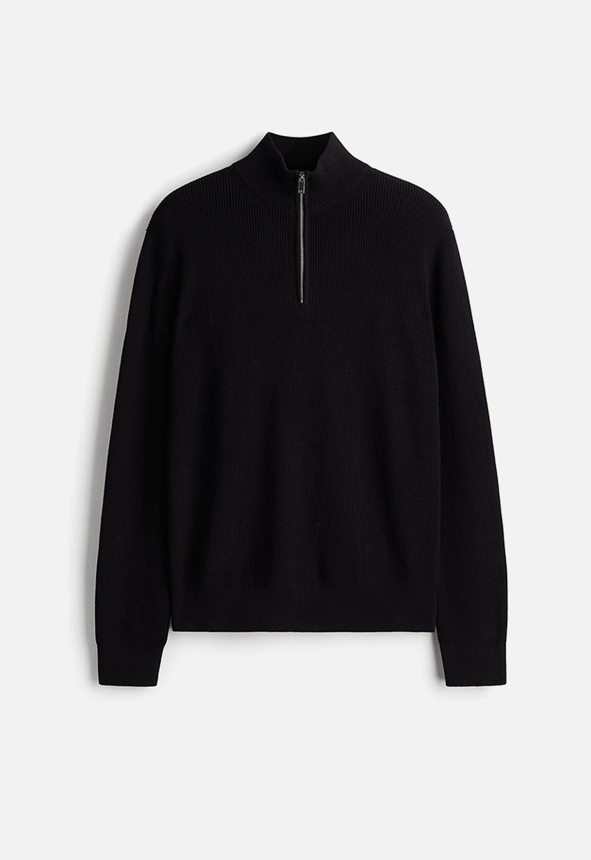 H&M - Regular fit zip-top jumper - black