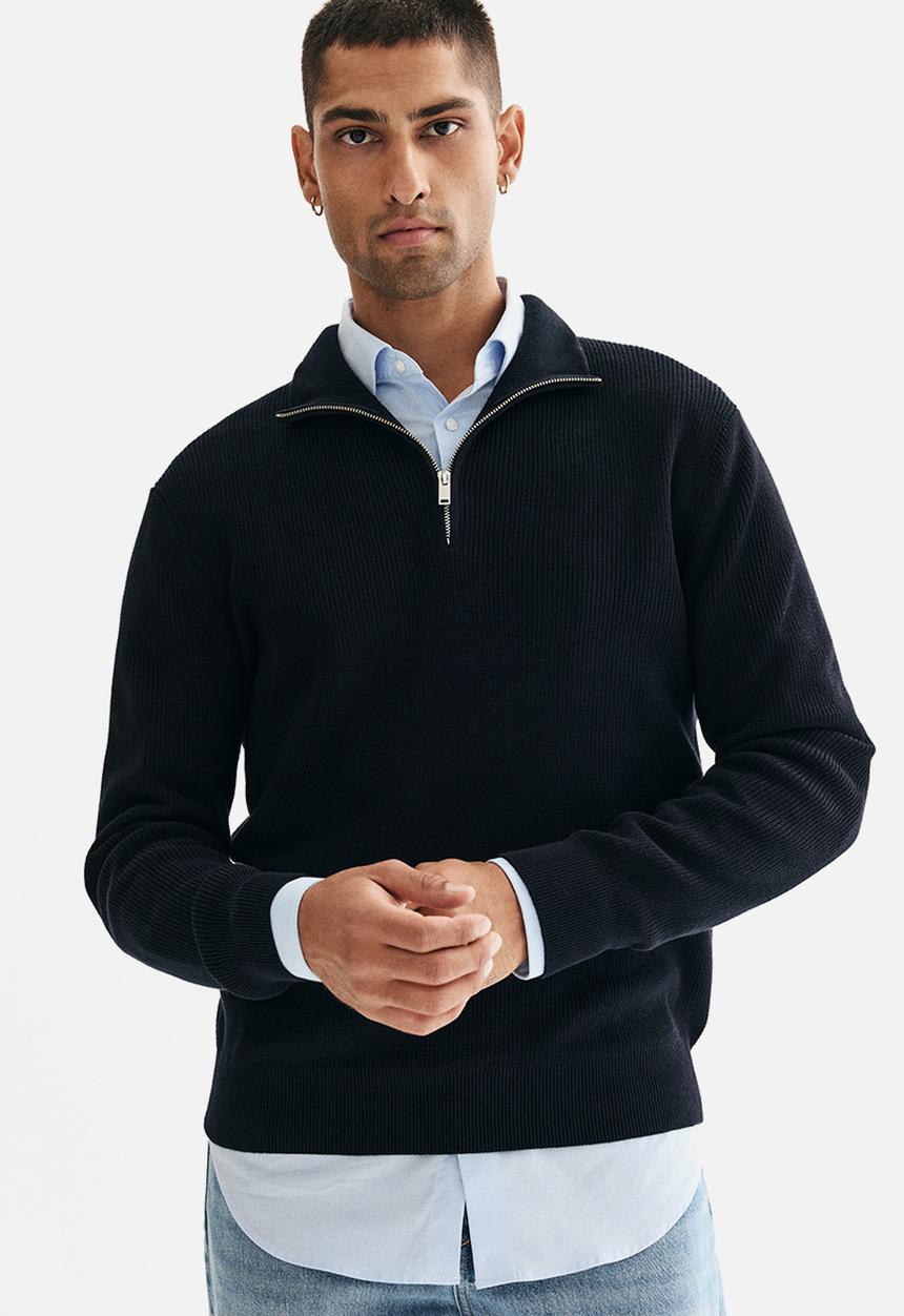 H&M - Regular fit zip-top jumper - navy blue