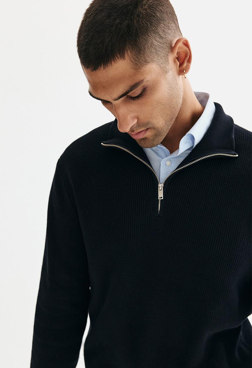 H&M - Regular fit zip-top jumper - navy blue