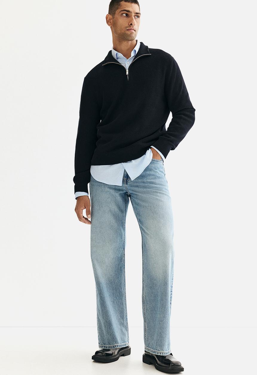 H&M - Regular fit zip-top jumper - navy blue