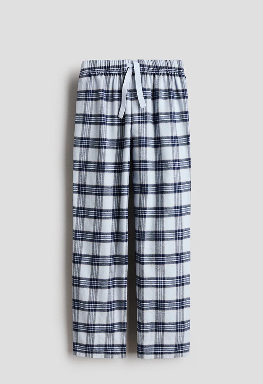 H&M - Cotton pyjama bottoms - light blue/checked