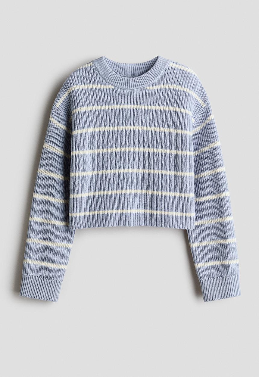H&M - Cotton-blend jumper - light blue/striped