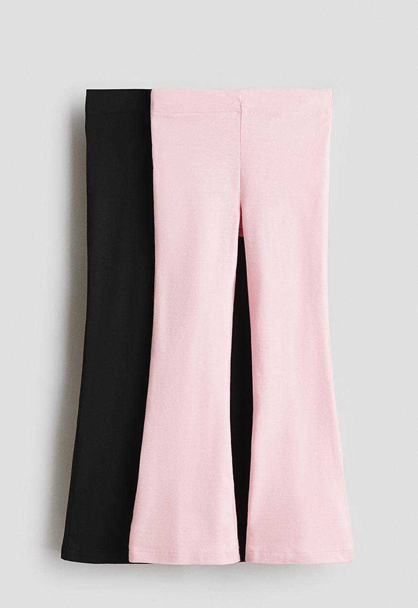 H&M - 2-pack flared jersey leggings - light pink/black