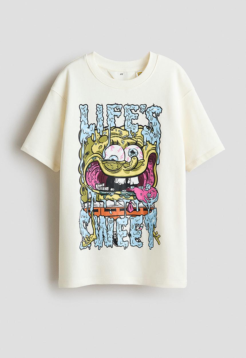 H&M - Print-motif T-shirt - cream/spongebob