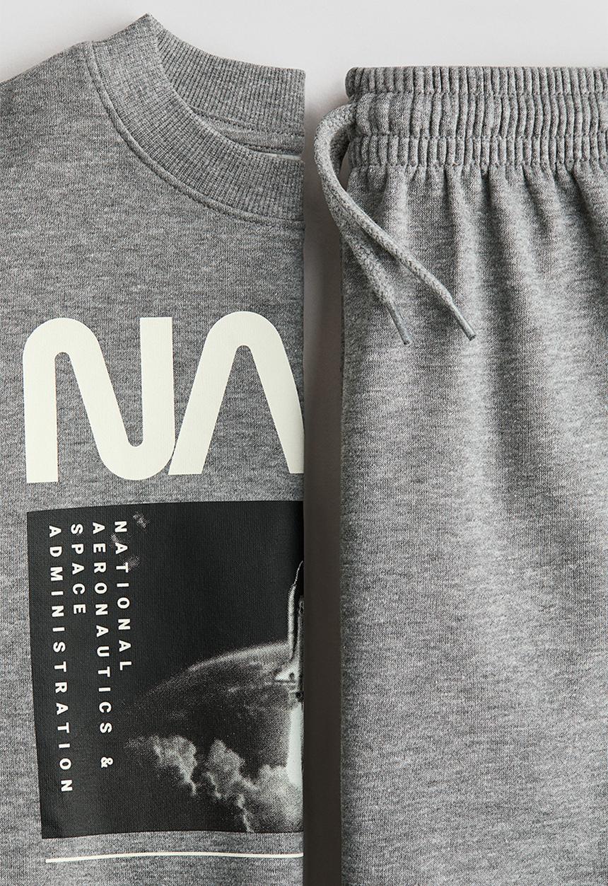 H&M - 2-piece sweatshirt and joggers set - grey marl/nasa