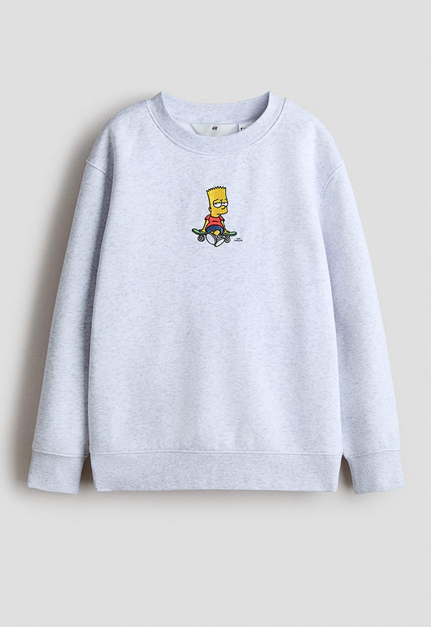 H&M - Print-motif sweatshirt - light grey marl/the simpsons