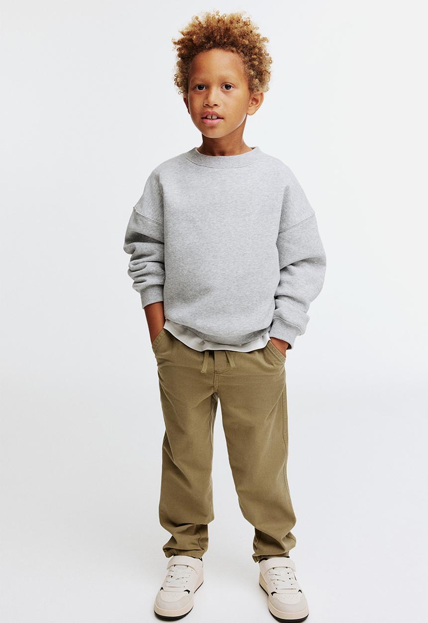 H&M - Cotton twill trousers - dark khaki beige