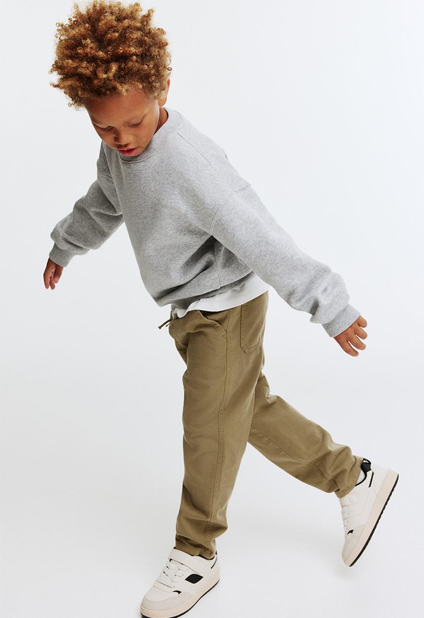 H&M - Cotton twill trousers - dark khaki beige