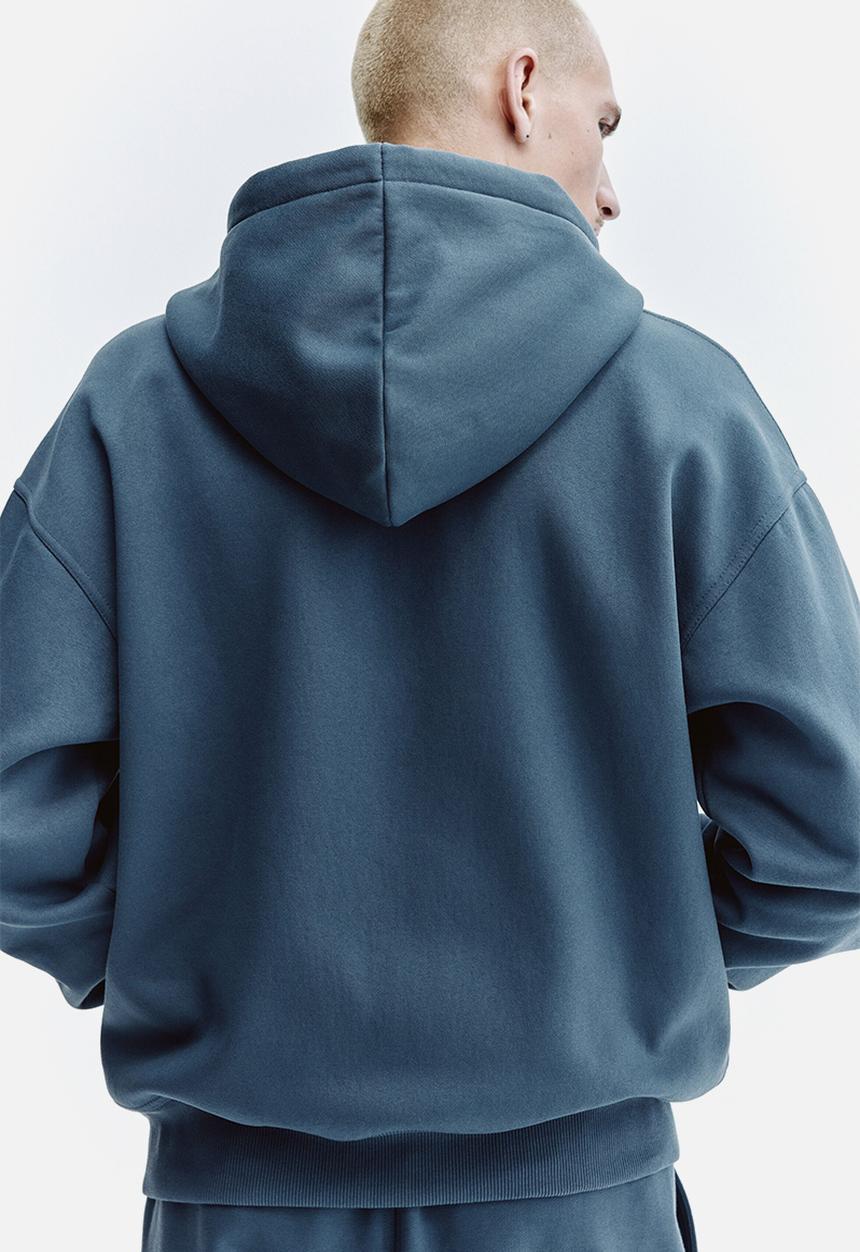 H&M - Oversized fit zip-through hoodie - dusty blue