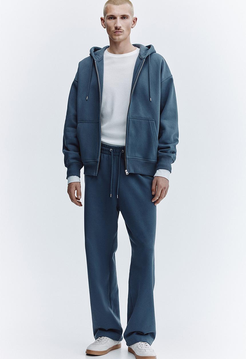 H&M - Oversized fit zip-through hoodie - dusty blue