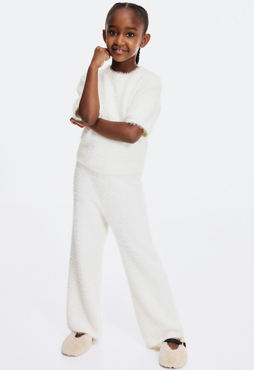 H&M - Fluffy-knit leggings - white
