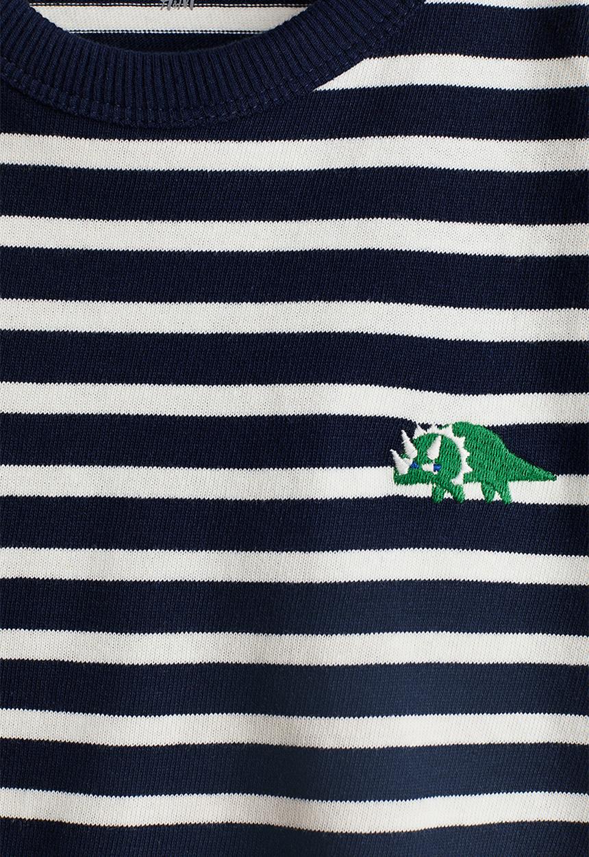 H&M - Long-sleeved cotton t-shirt - navy blue/dinosaur