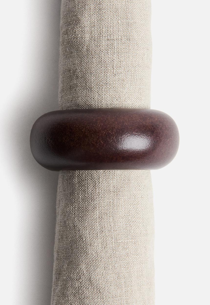 H&M - 4-pack wooden napkin rings - dark brown